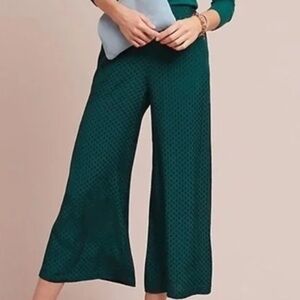 2/25 Anthropologie DOLAN wide leg pants trouser green dots